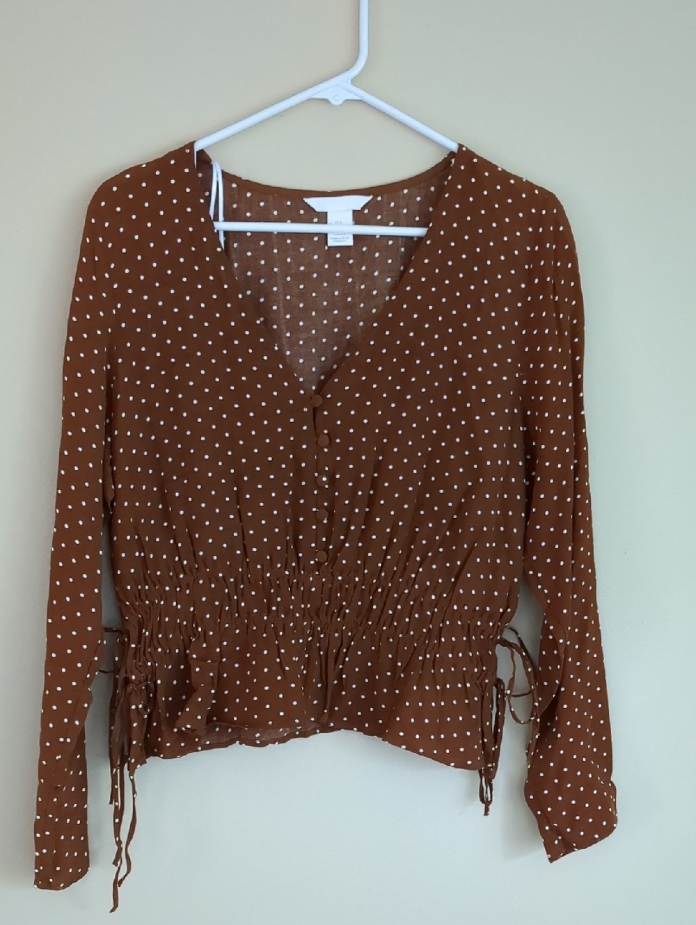 Size 6 H&M Polka Dot Shirt Long Sleeve Top